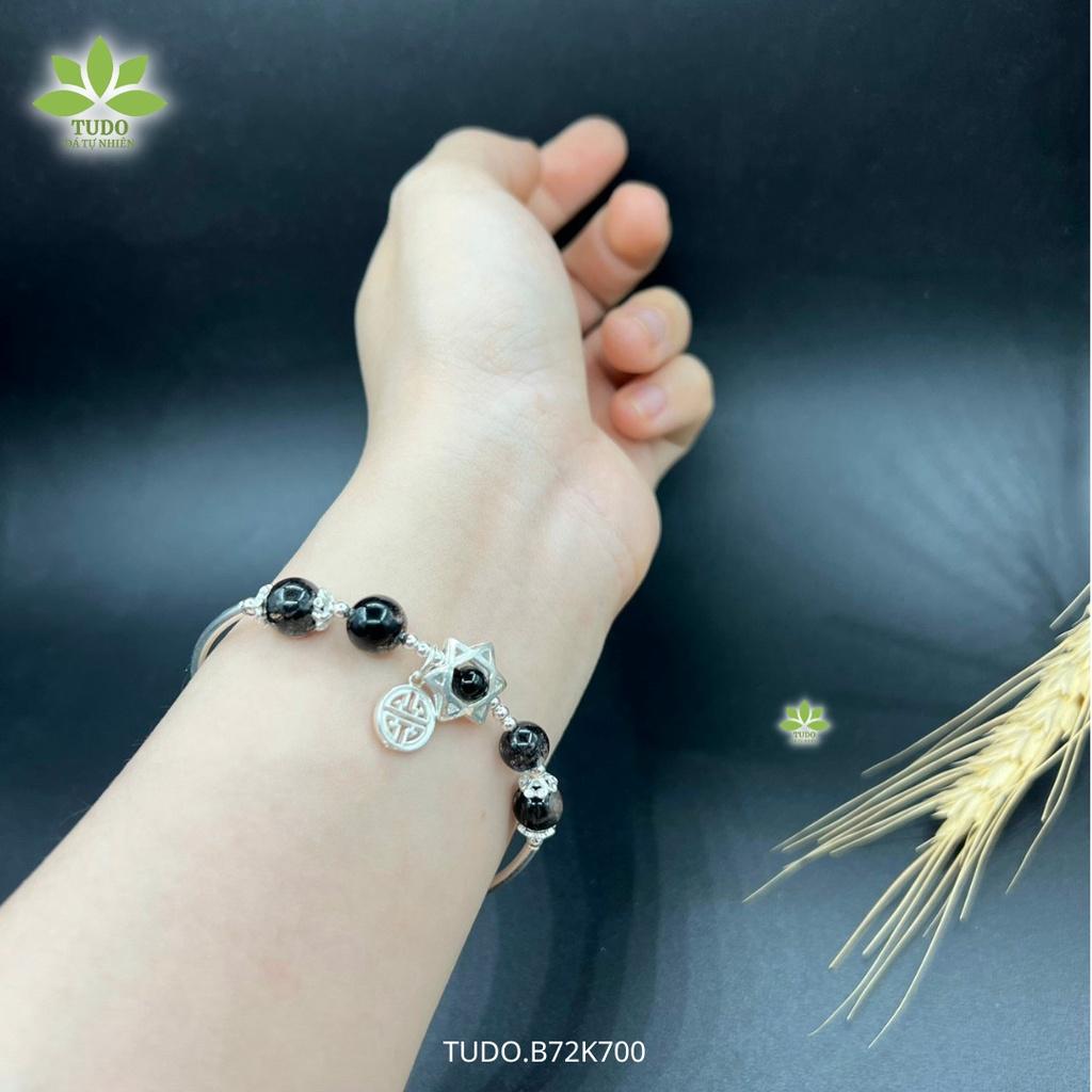 Vòng Tay Nữ Đẹp - Vòng Phong Thủy Mệnh Thủy, Mộc TUDO VCB VCBTATDEN AG925 B72K700 Charm Ngôi Sao