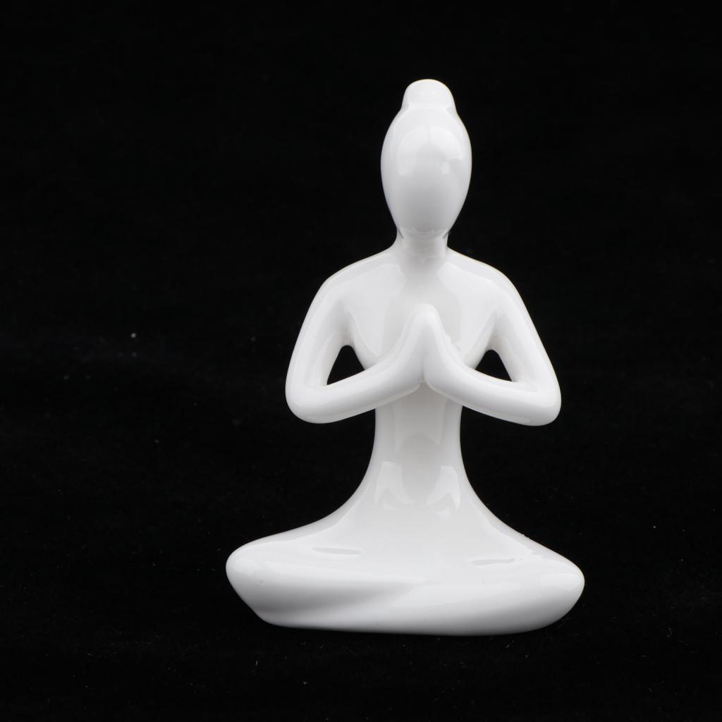 2X Ceramic Yoga Figure Ornament Statue Sculpture Zen Garden Desk Decor Style-02