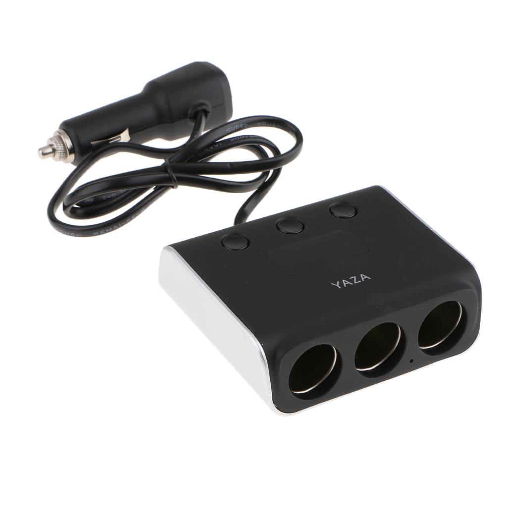 Dual USB Charger 3 Way Car Cigarette Lighter Socket Splitter Adapter Black