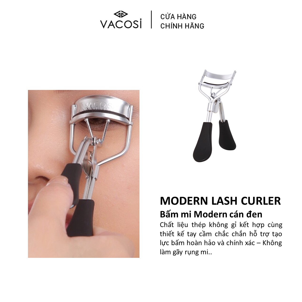 Bấm Mi Cán Đen Siêu Cong - BM03 VACOSI MODERN LASH CURLER