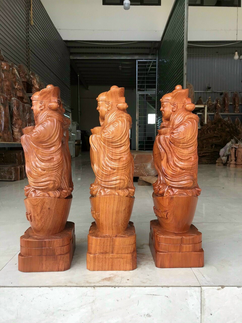 Tượng phật ông thần tài hoan hỷ bằng gỗ hương đá kt cao 60×22×15cm
