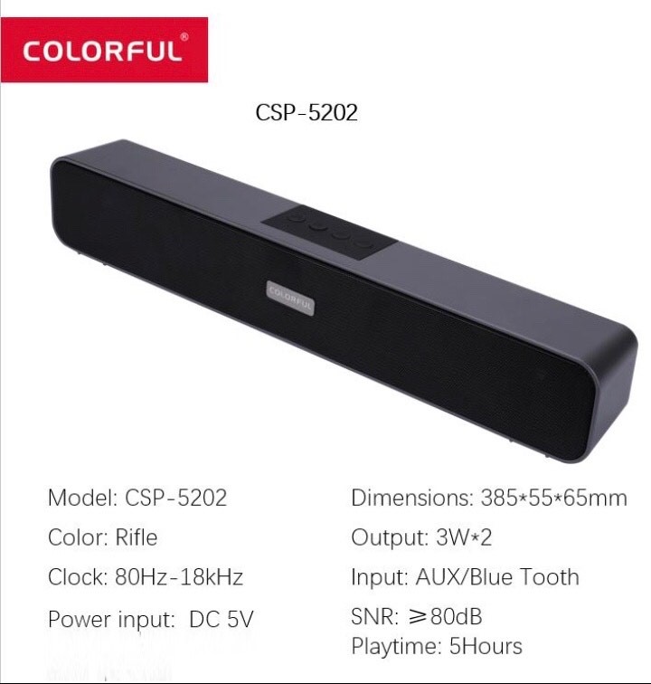 Loa Bluetooth không dây COLORFUL Soundbar CSP-5202 Speaker Bluetooth - Hàng Chính Hãng