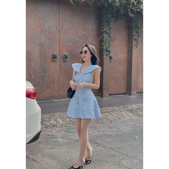 Đầm dự tiệc hở lưng xanh cao cấp Hasun Dress