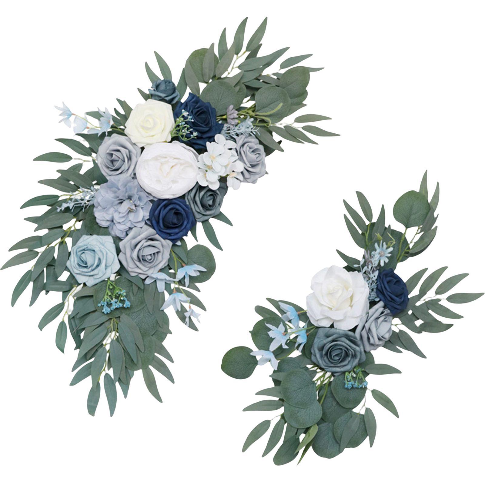 2x Wedding Arch Rose Wreath Floral Arrangement Silk Flowers Garland Hanging Wedding Arch Flowers for Arbor Front Door Party Table Decoration