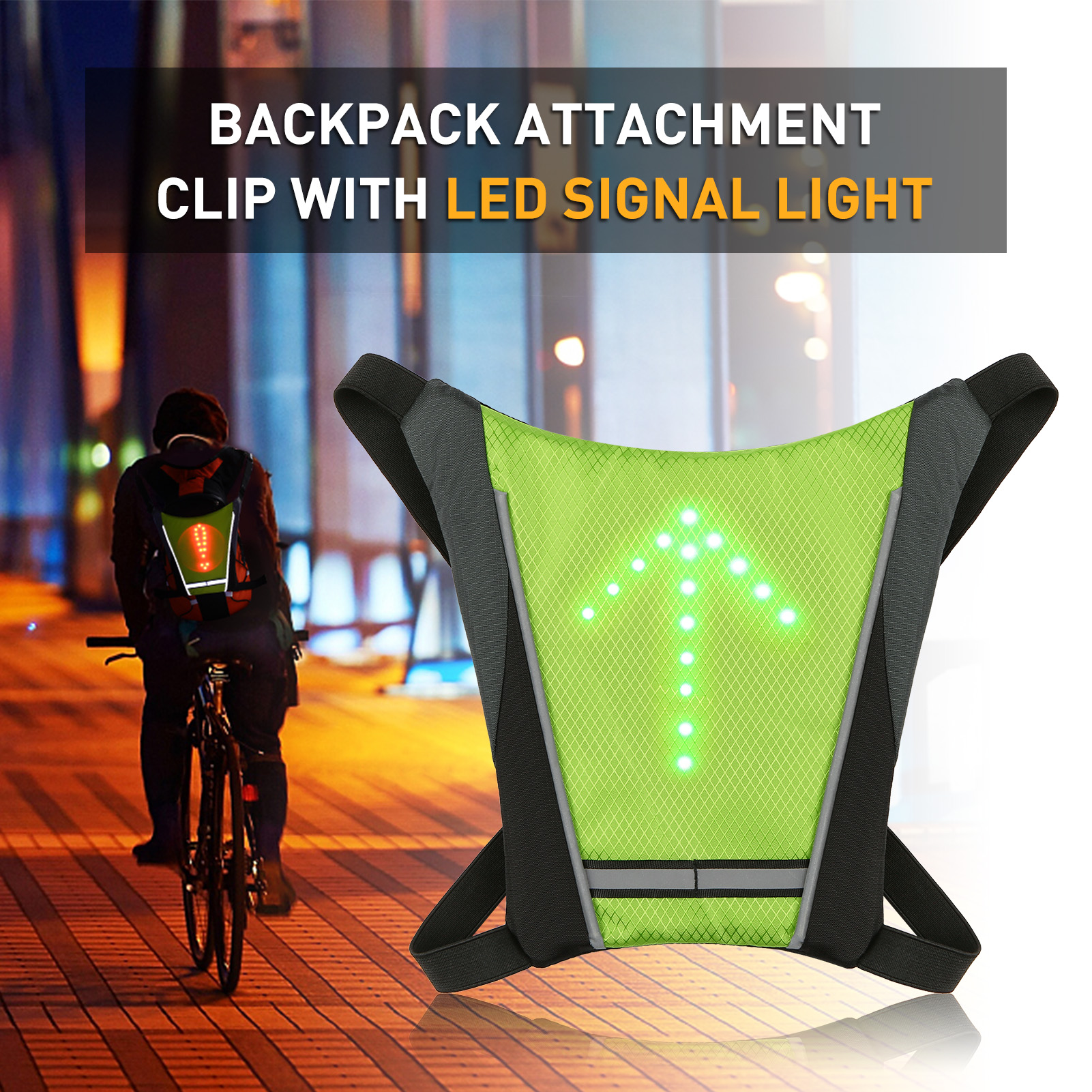 Tấm Phản Quang Có Led Báo Tín Hiệu Gắn Balo Điều Khiển Từ Xa Có Sạc Lại