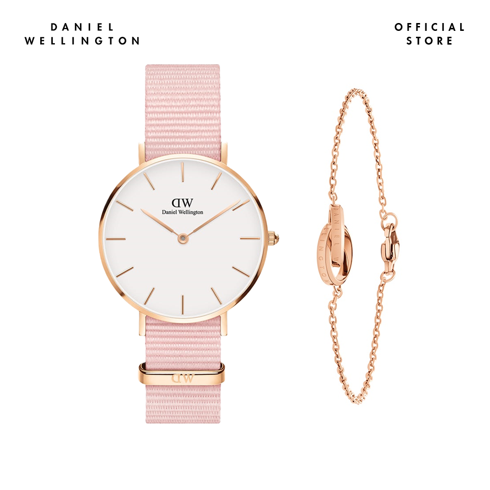 Combo Gift Nữ Daniel Wellington Đồng hồ Petite Rosewater DW00100317 + Vòng tay Elan Unity Bracelet DW00400160