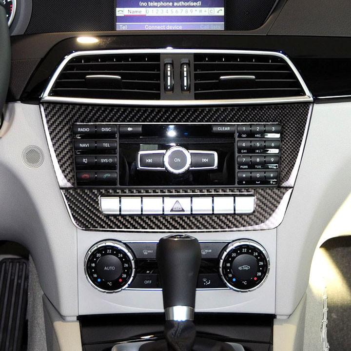 Bộ Miếng Dán Carbon Dán Trang Trí Viền Thanh Điều Khiển CD Và Điều Hòa Cho Xe Mercedes-Benz C-Class W204 C220 CDI C200 C
