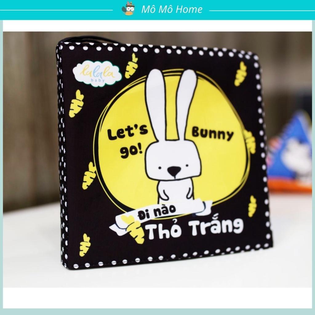 Sách vải Song ngữ cho bé Lalala baby kích thích thị giác &quot; Đi nào thỏ trắng - Let's go Bunny&quot;