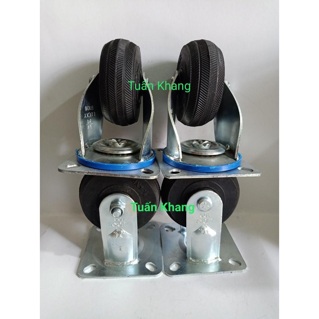 Bánh xe đẩy 10cm cao su đúc tải trọng 200kg