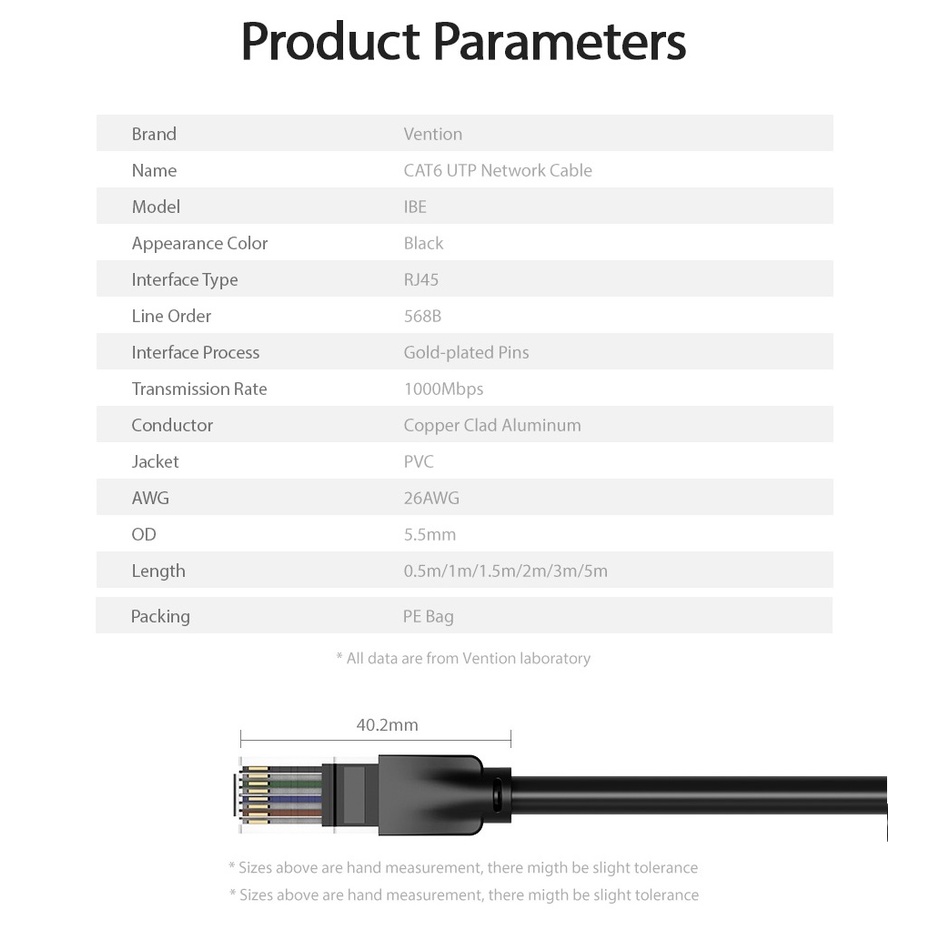 Cáp mạng CAT6 TP Patch Cable Vention IBEBI - Hàng chính hãng