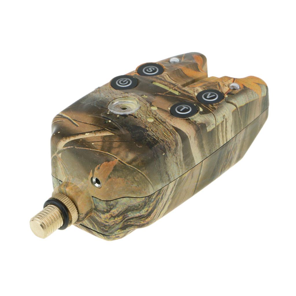 2xFishing Bite Alarm Indicator Sound Light Fishing Rod Holder Camouflage