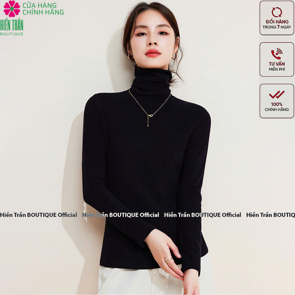 Áo giữ nhiệt nữ cổ cao có lót lông Hiền Trần BOUTIQUE siêu mềm, co giãn 4 chiều A7