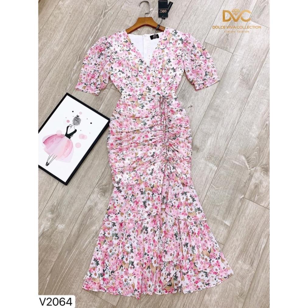 Đầm thiết kế chất voan lụa hàn cao cấp nhẹ nhàng cổ v dáng đuôi cá V2064 _MDU Official DVC