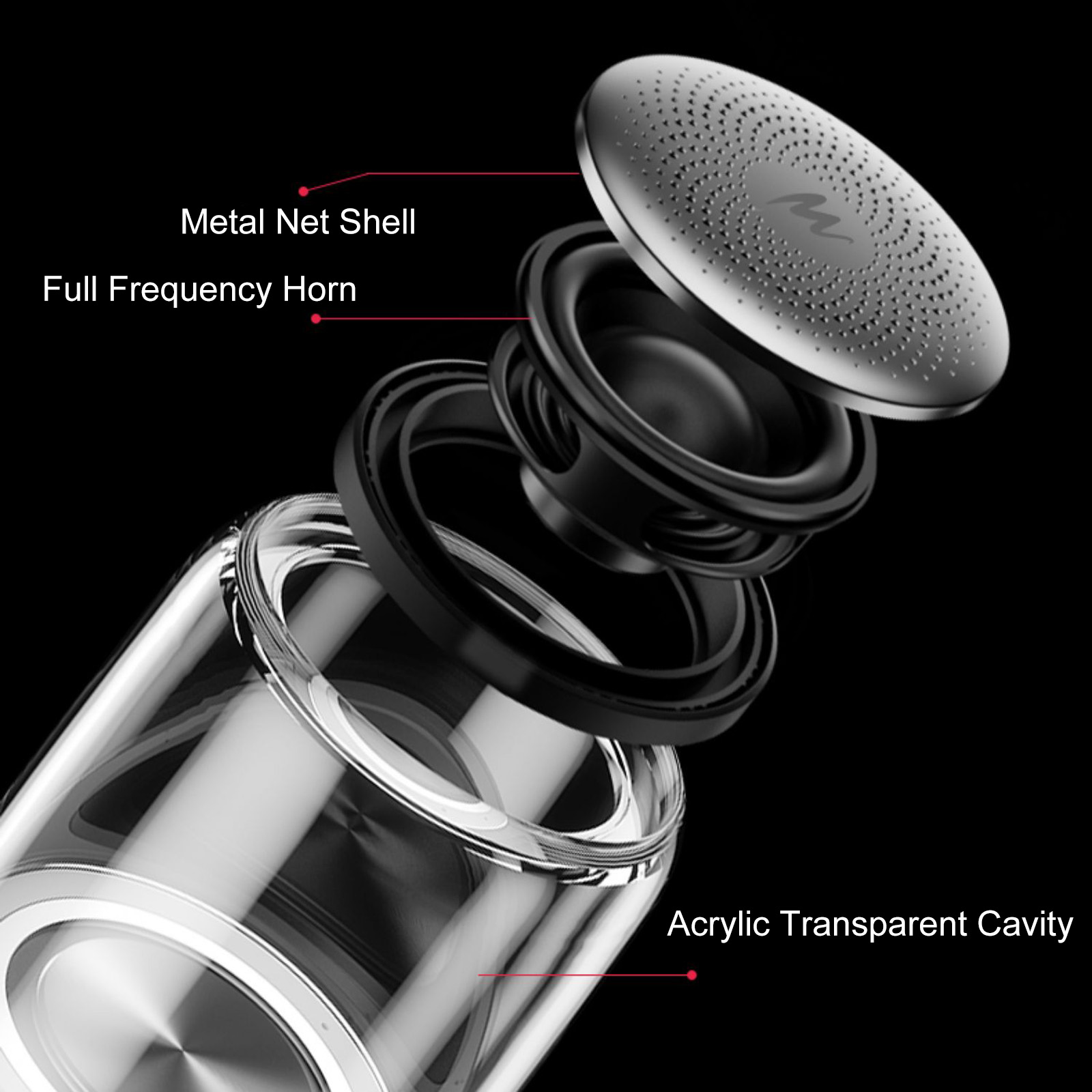 Loa Kết Nối TWS Thẻ TF C7 Mini Không Dây Bluetooth 5.0 Với Đèn LED Trong Suốt