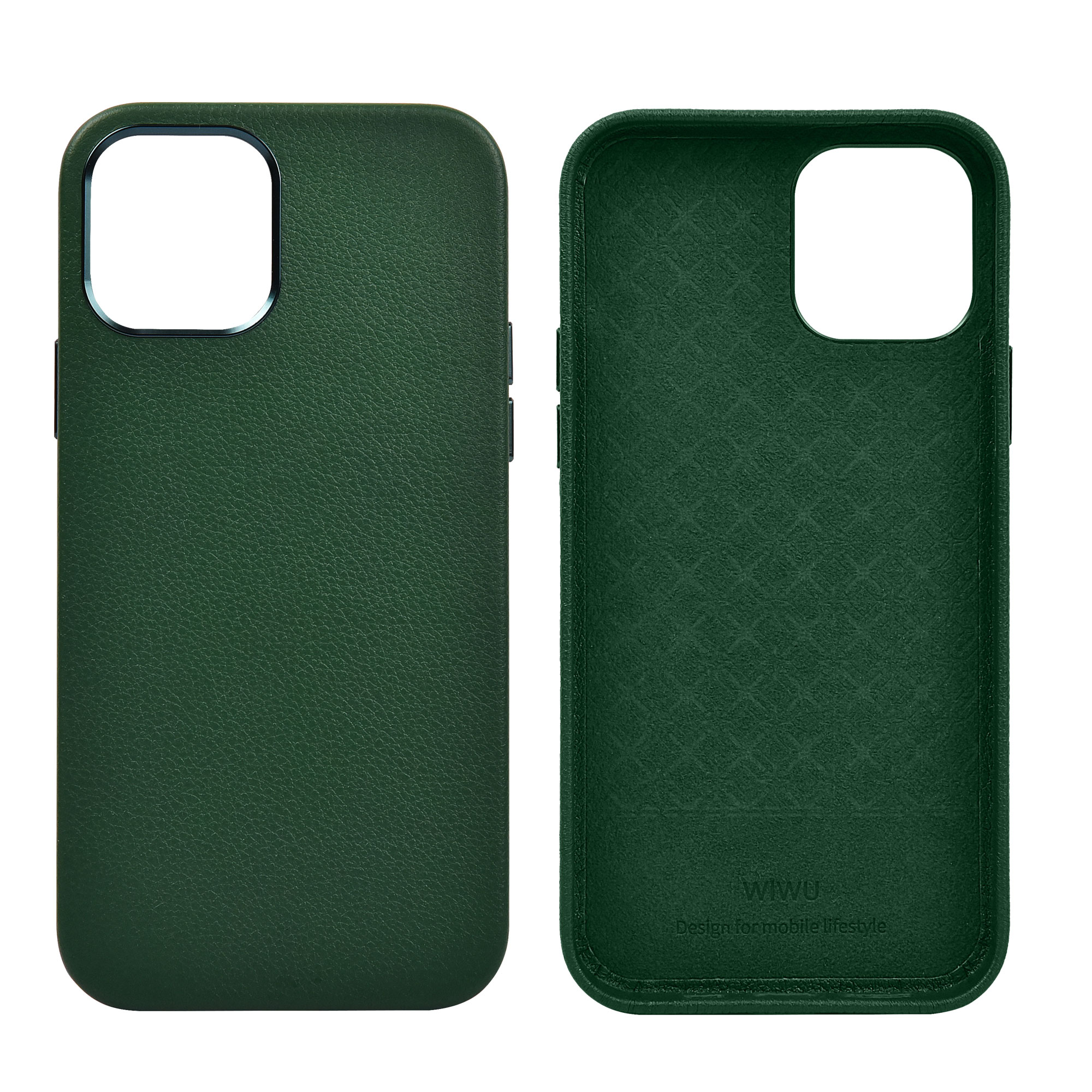 Ốp Da Wiwu Calfskin Phone Case Dành Cho Iphone 13 Promax Chất Liệu Da Bê, Chống Nước, Chống Để Lại Vân Tay - Hàng Chính Hãng