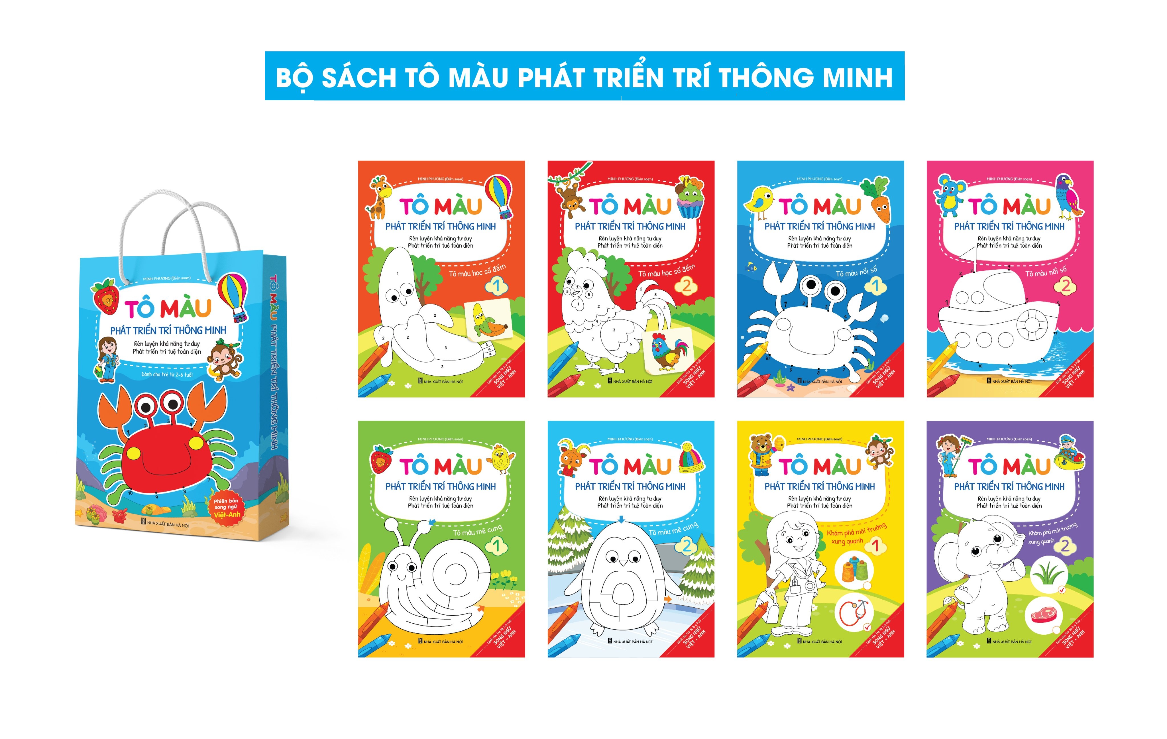 Bộ 8 tập tô màu song ngữ Anh - Việt dành cho trẻ 2 - 6 tuổi)