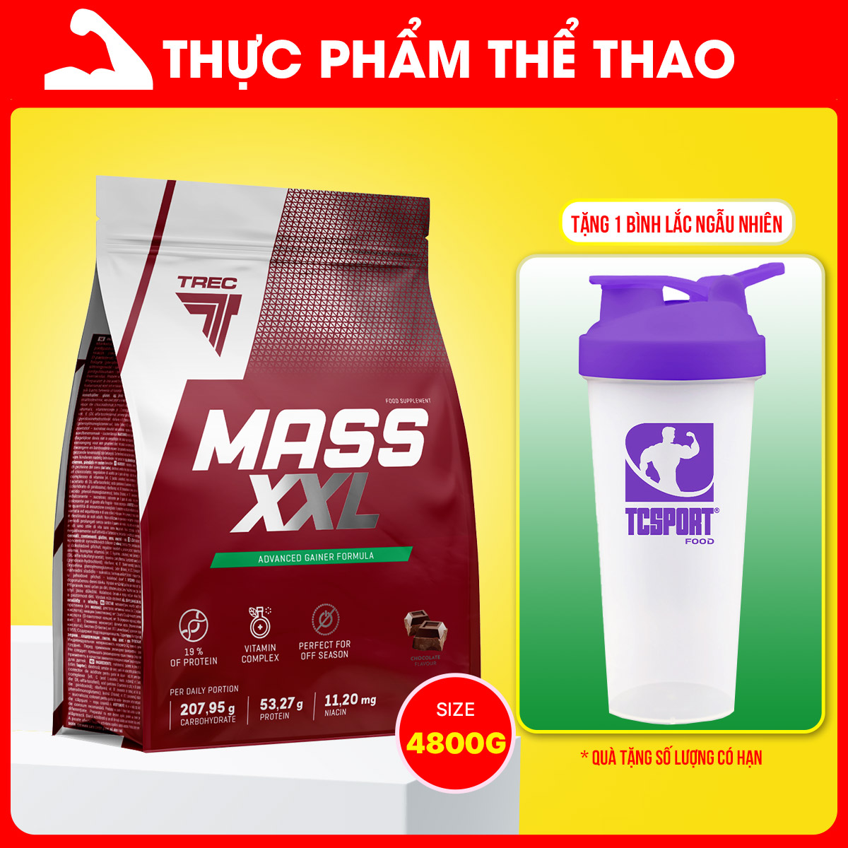 Sữa Tăng Cân Mass XXL - Nhiều Hương Vị - Hàng Chính Hãng Trec Nutrition