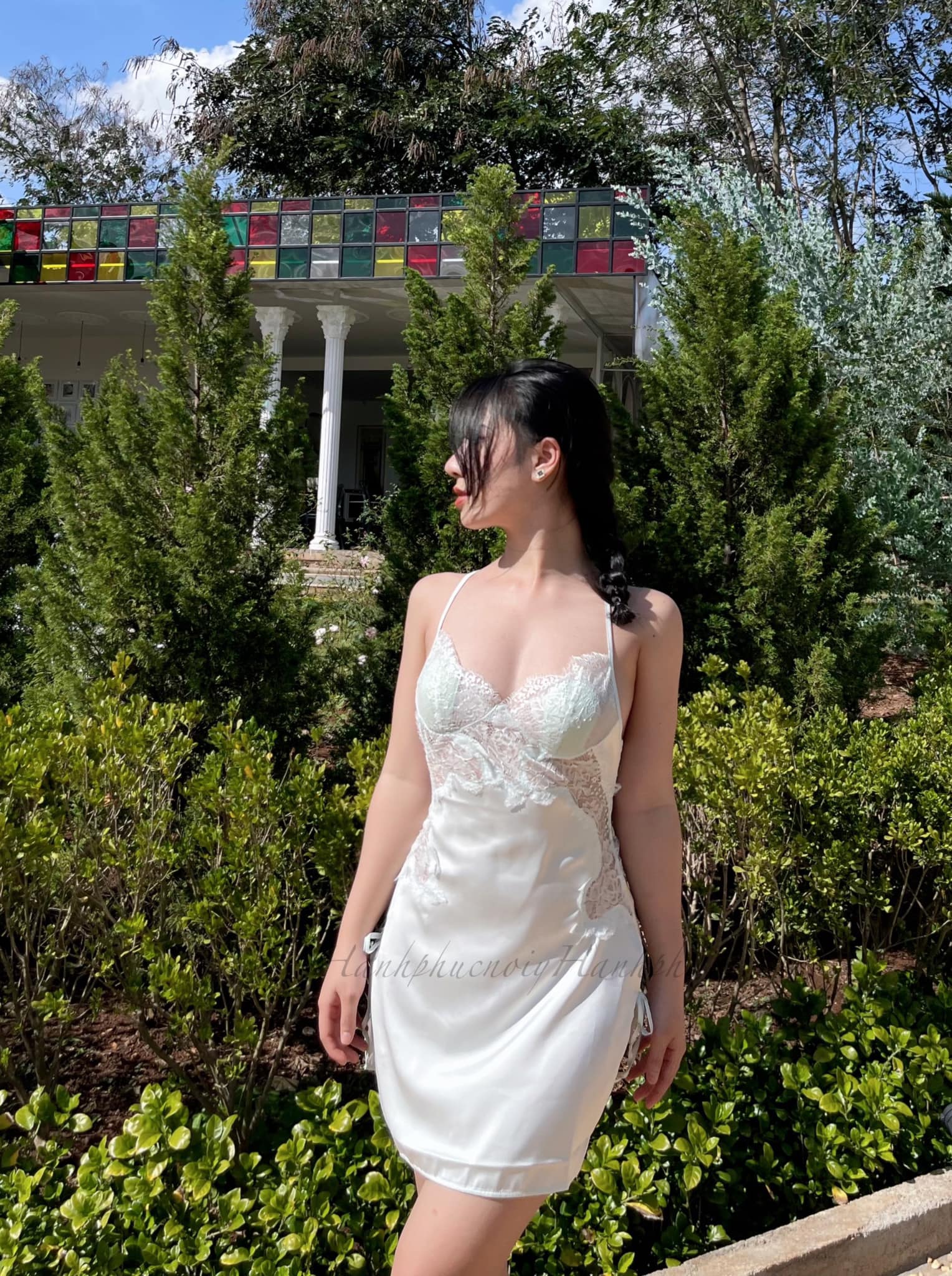Váy ngủ satin lụa sexy mềm mại tone thanh mát #DressSushi - Ảnh thật shop chụp