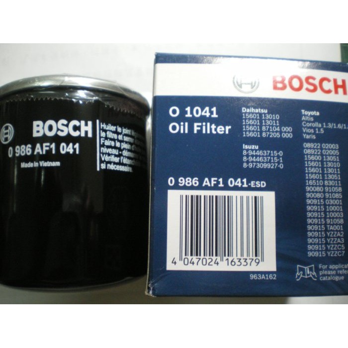 Lọc Nhớt Bosch O 1041 Cho Cruze, Orlando, Trax, Lacetti, Aveo, OE Number: 15601 13010