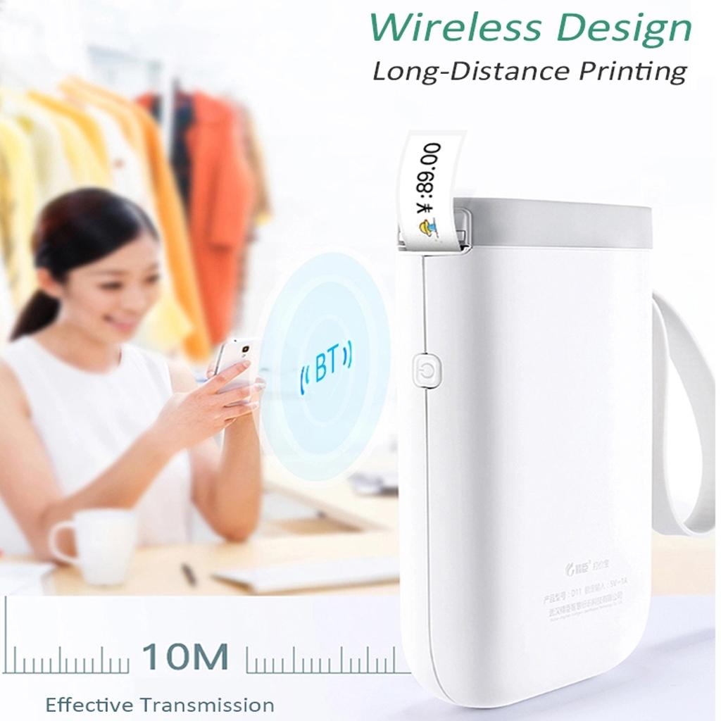 Portable Wireless Thermal Label Printer With 1 Roll White 15x30mm Paper