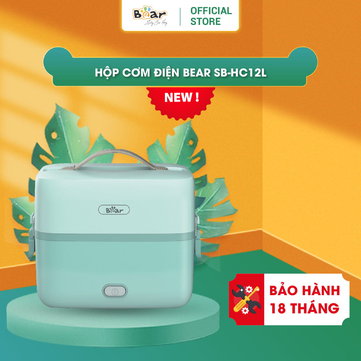 Hộp Cơm Cắm Điện Bear 2 Tầng 3 Ngăn Hâm Nóng Cực Nhanh Inox 304 An Toàn Tuyệt Đối Chống Trào 1,2L SB-HC12L