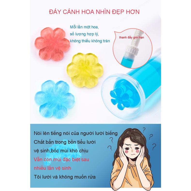 Gel khử mùi bồn cầu hương thơm hoa, thơm ngát mùi hoa, 1 cây bơm 14 hoa