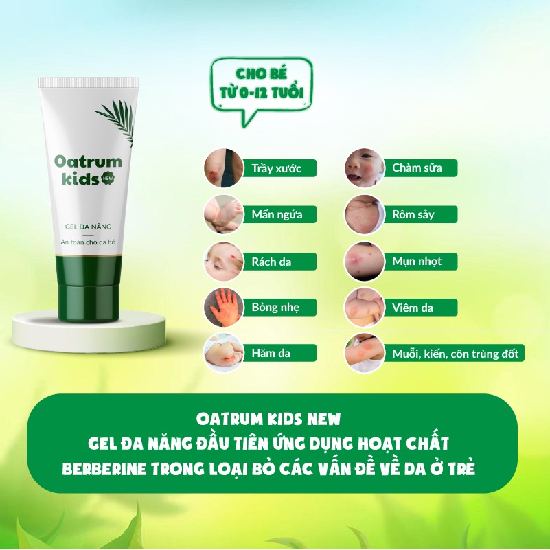 Gel bôi da đa năng Oatrum Kids New Tuýt 20g - bé hết trầy xước, rách da, bỏng, côn trùng đốt, hăm, chàm sữa