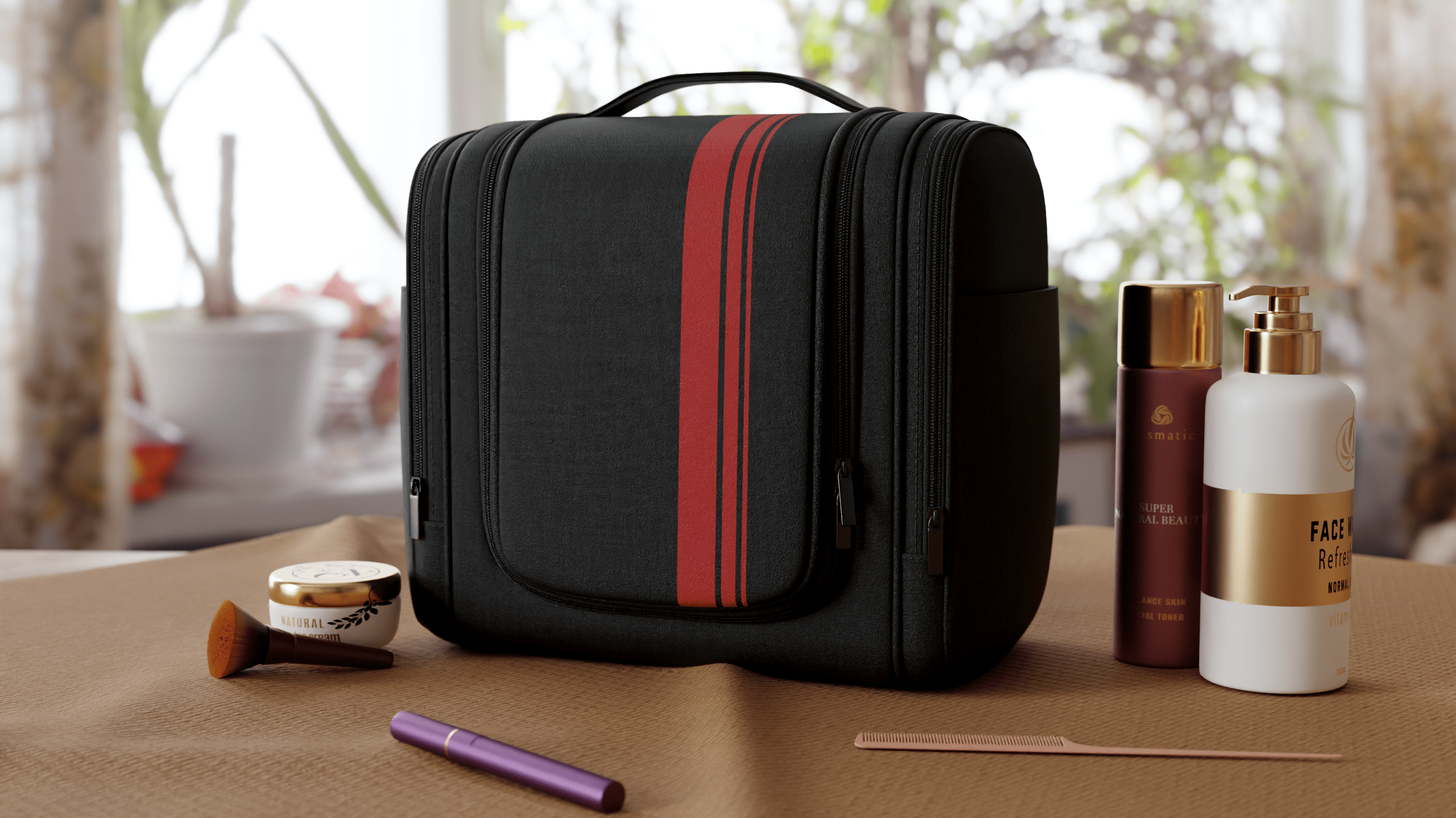 Túi mỹ phẩm Travelaner đựng đồ dùng cá nhân , túi vải unisex có móc treo chống thấm