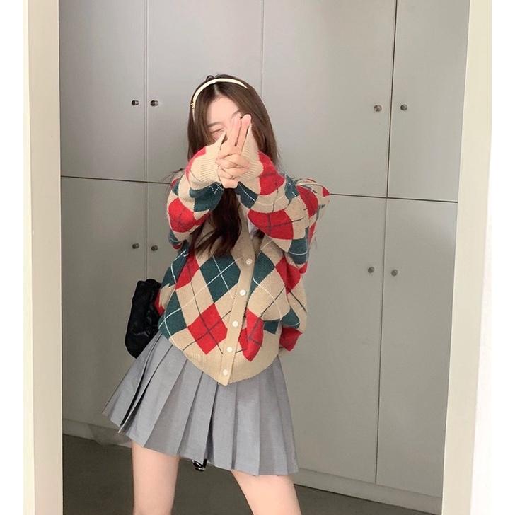 Áo Khoác Cardigan Len Nữ Hoạ Tiết Quả Trám Siêu Xinh