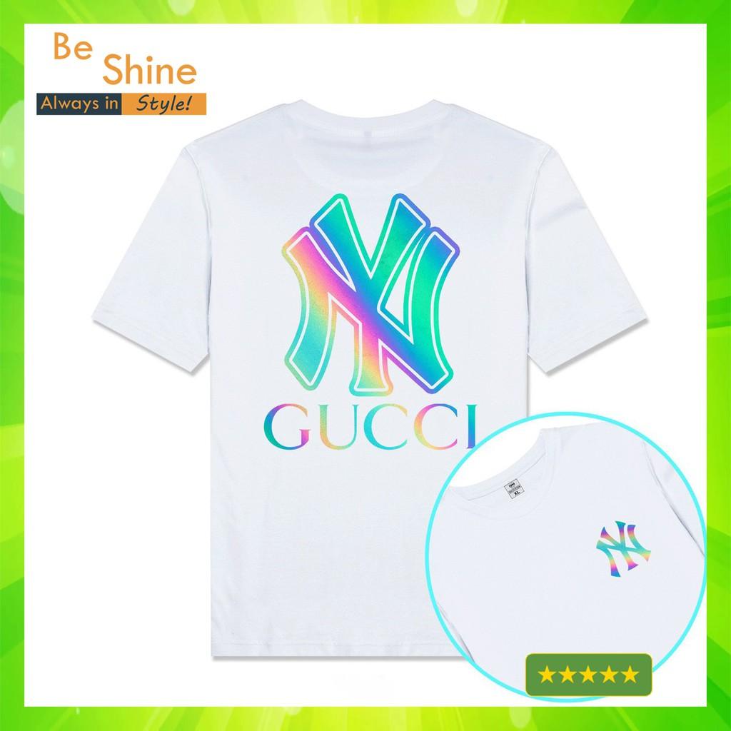 Áo Thun NY Unisex Form Rộng Phản Quang Đa Sắc Thời Trang Nam Nữ Phong Cách Hàn Quốc Áo Phông Cotton Áo Đôi 7 Màu