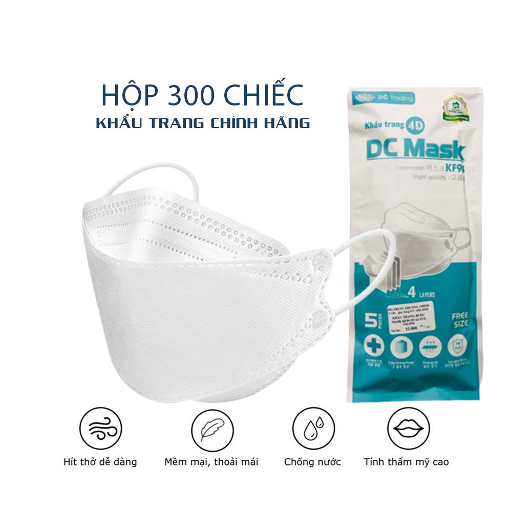 Thùng 300 khẩu trang 4D Kf94 dc mask kháng khuẩn lọc bụi mịn cao cấp