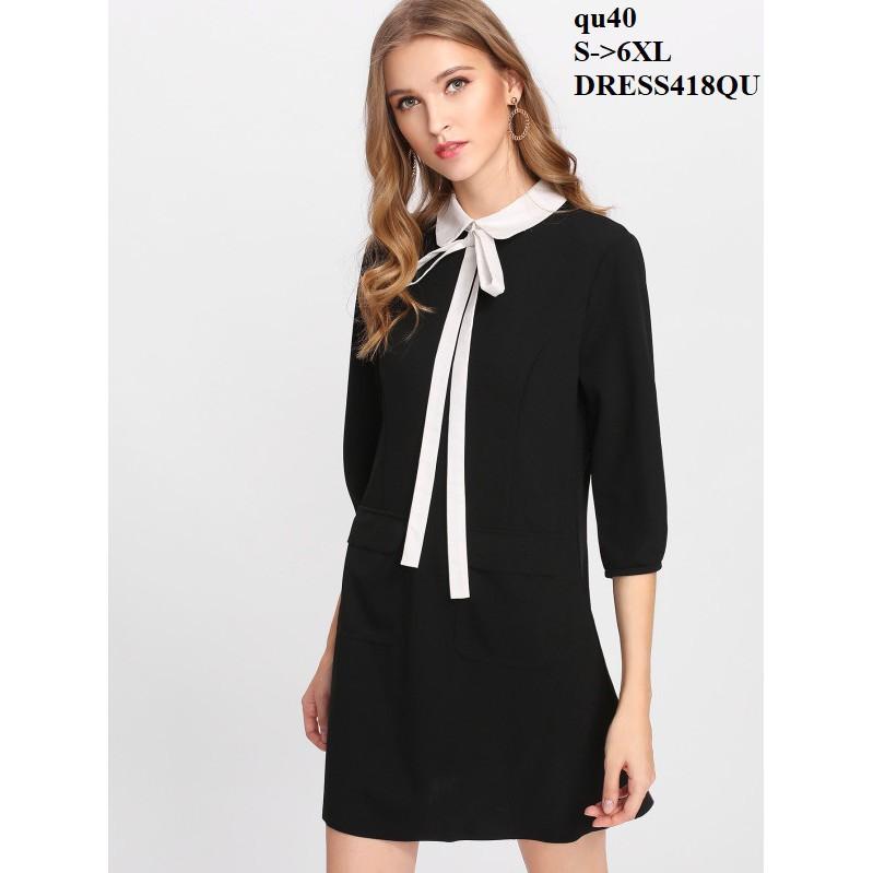 DRESS334 ĐÂM SUÔNG CỔ SEN NƠ
