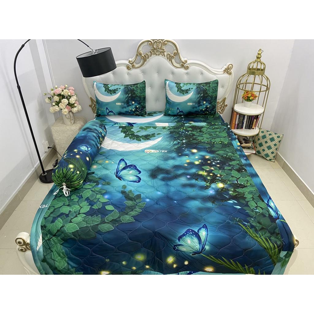 Bộ Drap mền gối thun Ý 5D Cao Cấp , mát lạnh, thấm hút tốt// có mền lẻ