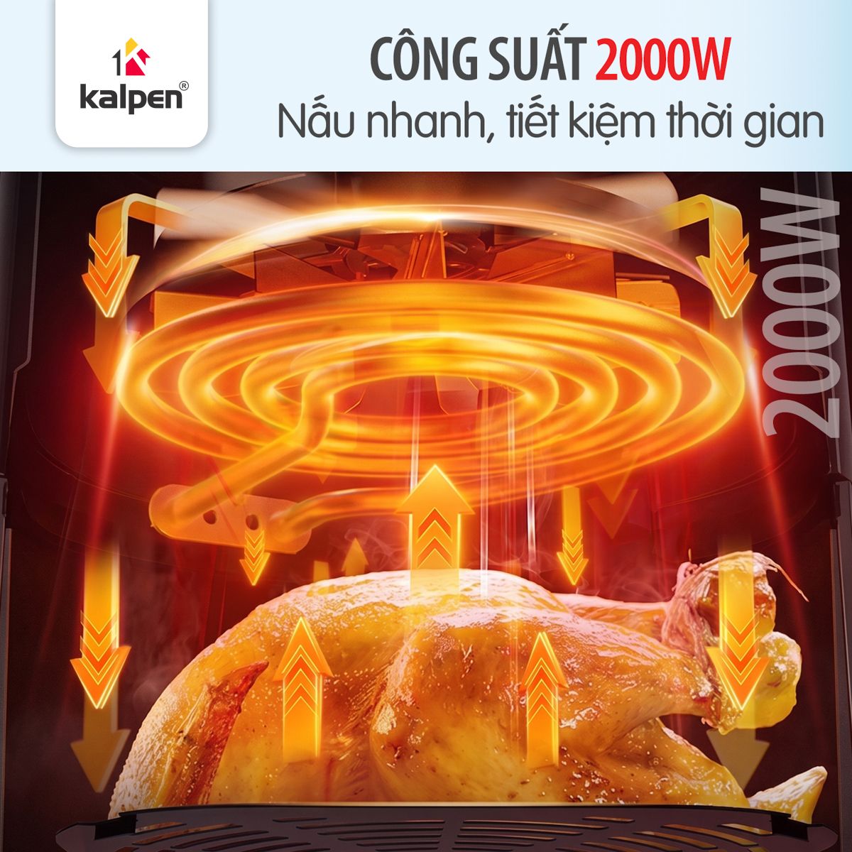 Nồi chiên không dầu Kalpen F2 dung tích 12L, công suất 2000W chuẩn Đức - Hàng chính hãng