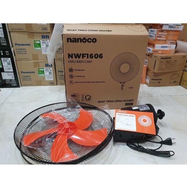 Quạt Treo Tường Công Nghiệp Nanoco NWF1606 - Màu Đen Cam-Hàng chính hãng