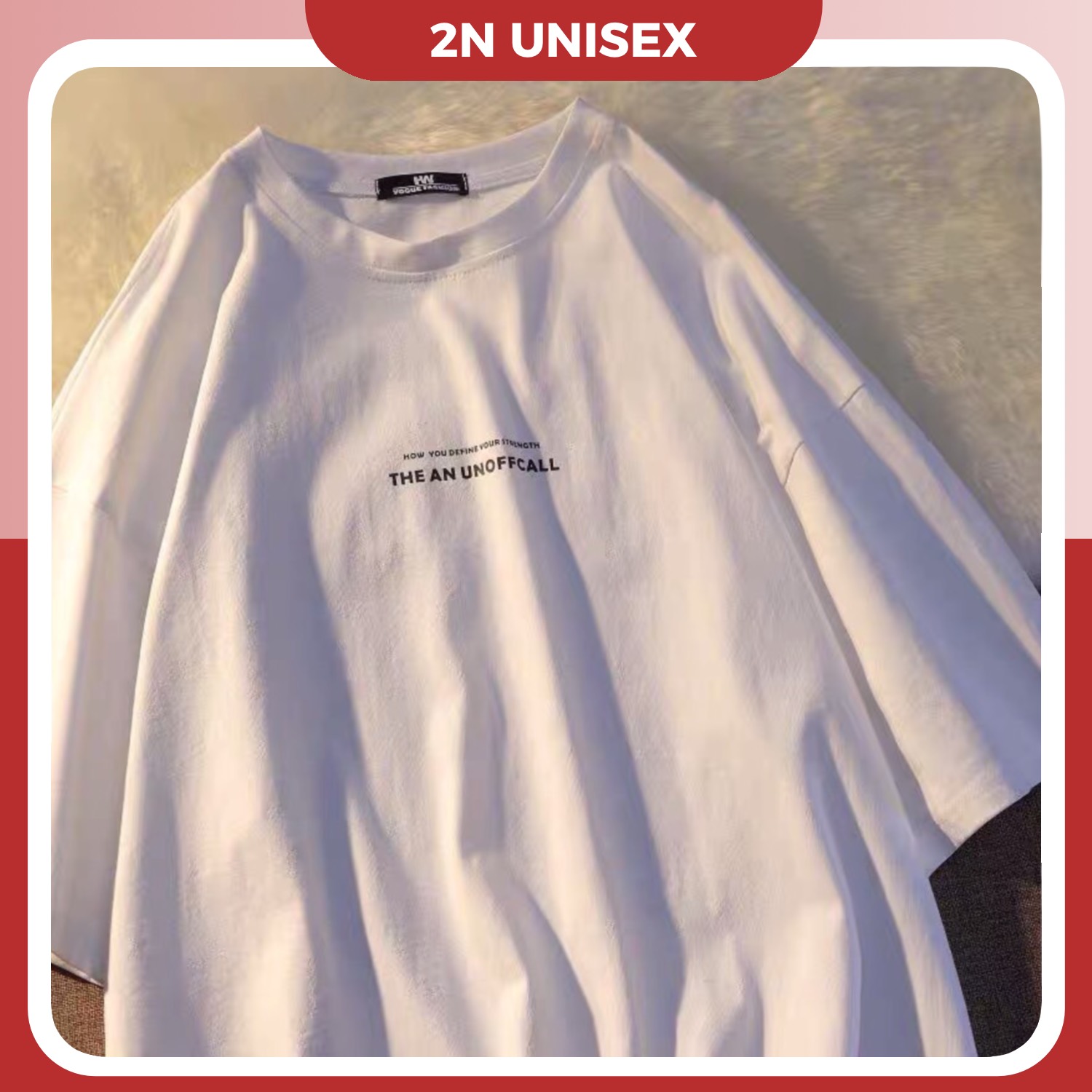 Áo Thun Tay Lỡ Form Rộng - Phông Nam Nữ Cotton Oversize - T Shirt Chữ Unoffcall - 2N Unisex - Trắng
