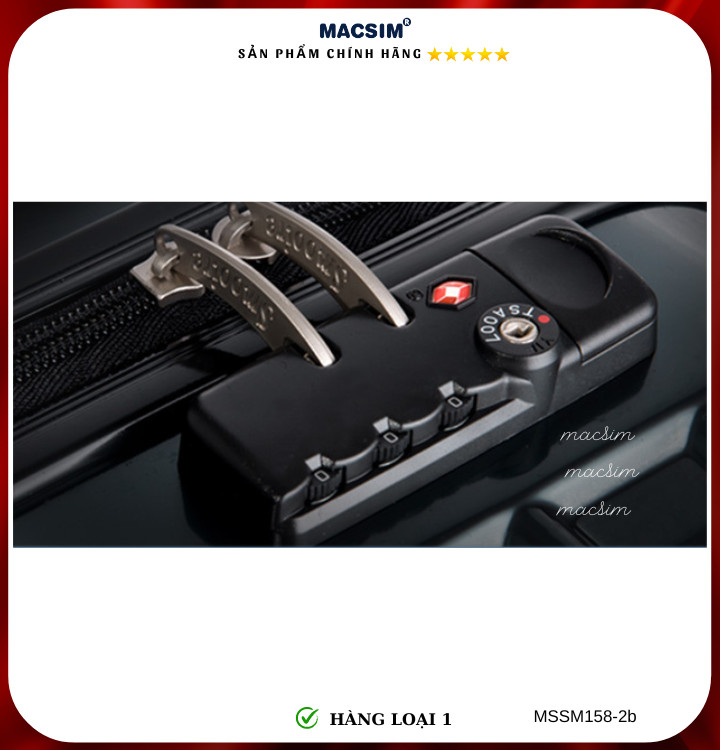 Vali cao cấp Macsim Smooire MSSM158 cỡ 20 inch đen - Hàng loại 1