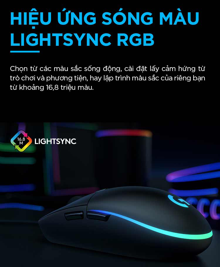Chuột Gaming Logitech G102 Gen 2 Lightsync - Hàng Chính Hãng