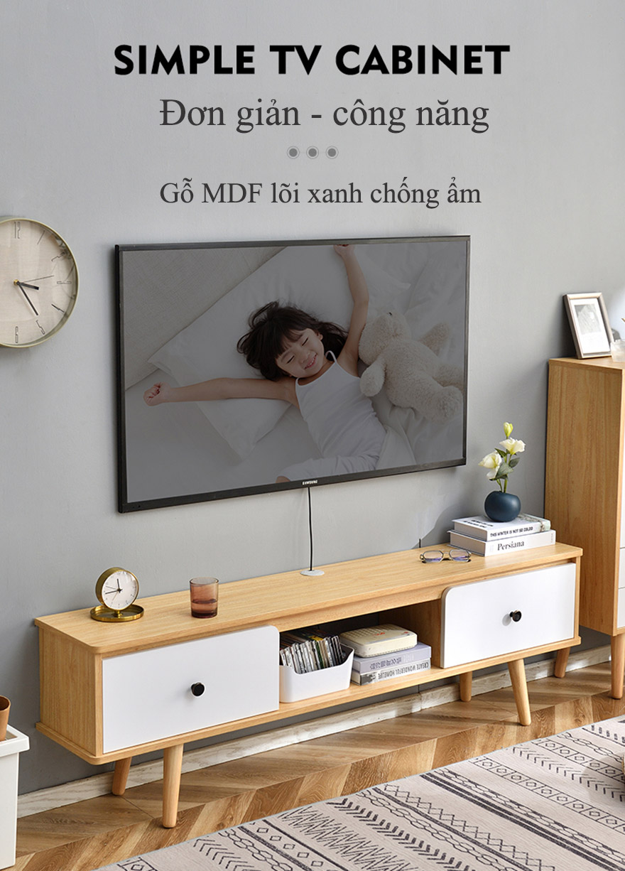 Kệ tivi đơn giản bằng gỗ công nghiệp
