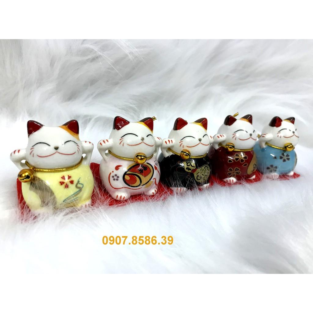 Full Set Bộ 5 Tượng mèo sứ thần tài Maneki Neko Japan