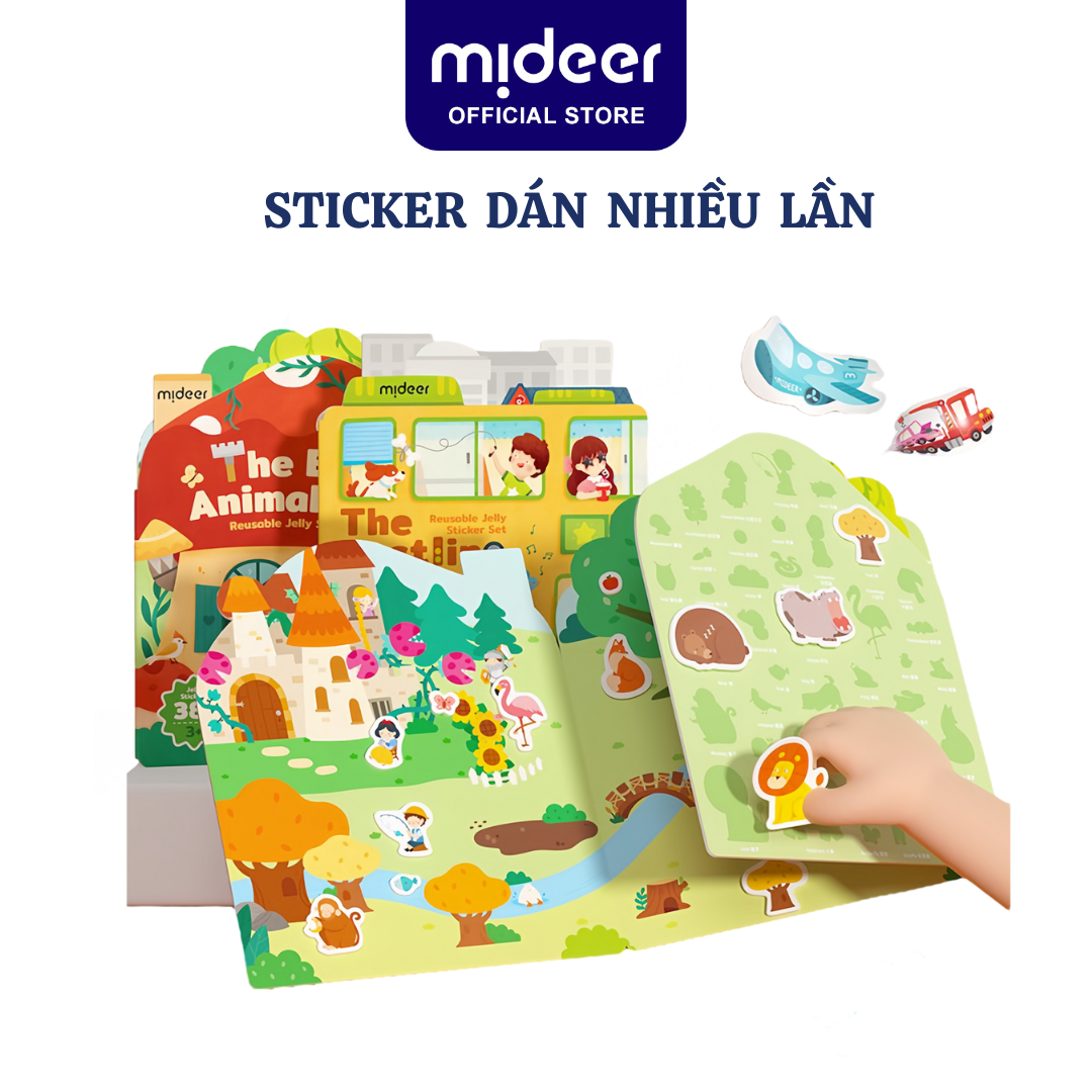 Miếng dán dùng nhiều lần Mideer Reusable Jelly Sticker Set dán được trên nhiều bề mặt,đồ chơi thủ công cho bé