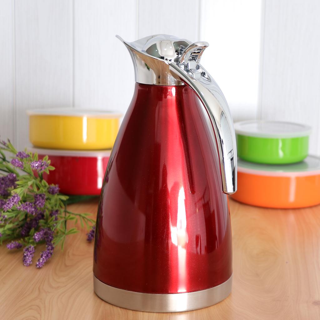 2xRed 1.5L Stainless Vacuum Insulated Coffee Carafe Pour Over Coffee Kettle