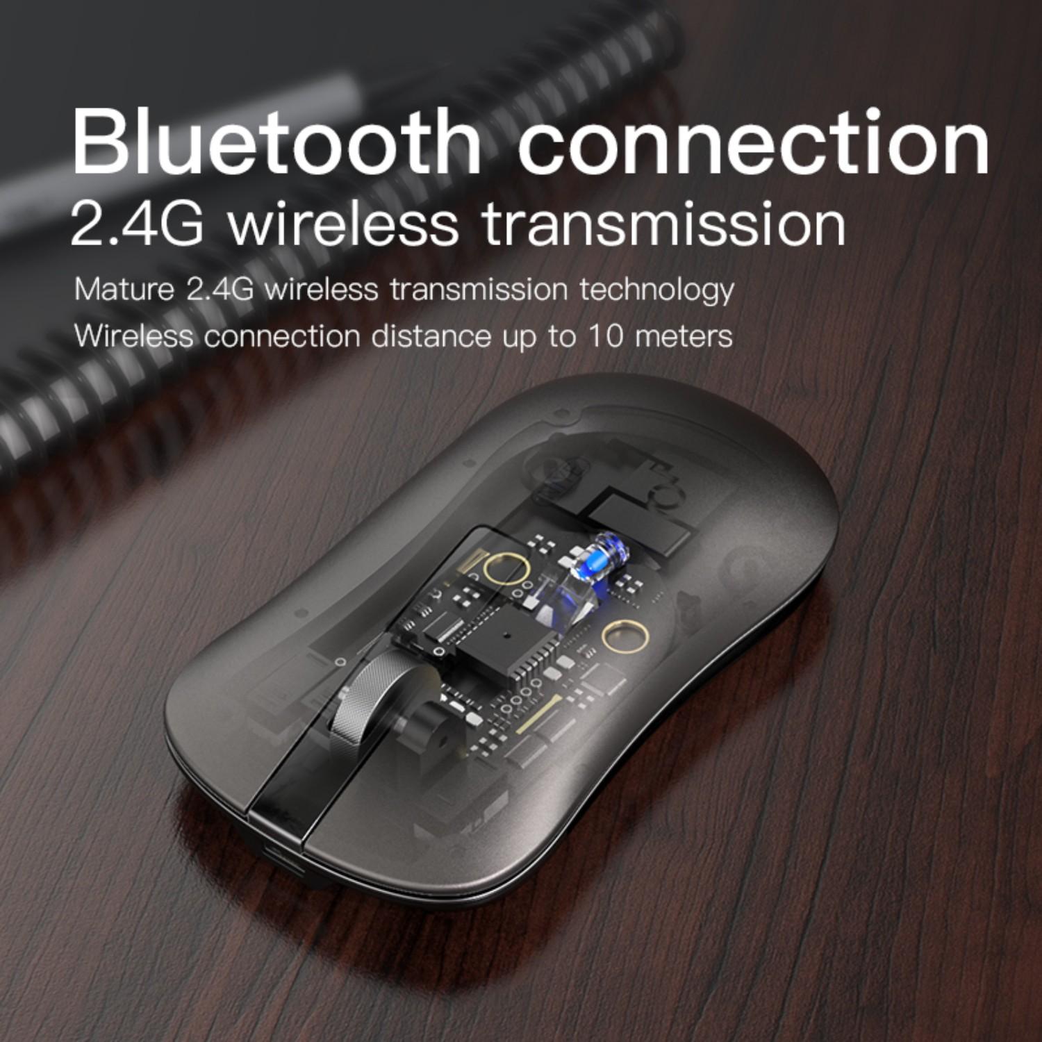 Chuột Không Dây Bluetooth Thiết Sạc Mause Hai Chế Độ Không Tắt Tiếng 2.4G USB Chuột Chơi Game Cho Máy Tính Laptop Xiaomi Macbook mạc