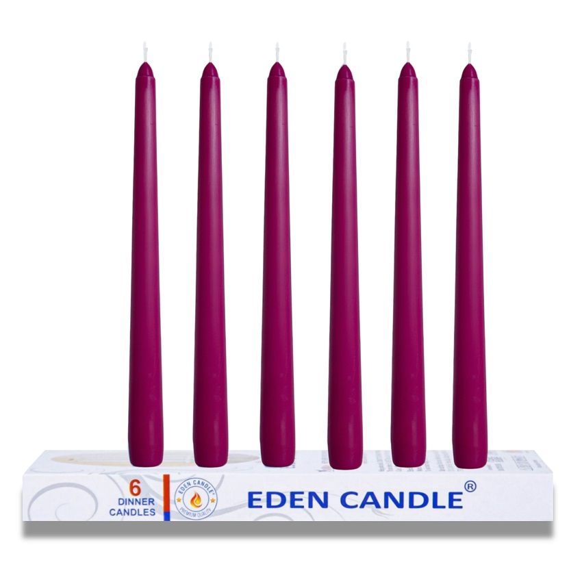 [Hộp 6 nến] Nến thơm taper Eden Candle FTRAMART EDC2331 (Tím mận), cao 25 cm, phù hợp tất cả các chân nến theo tiêu chuẩn nến taper