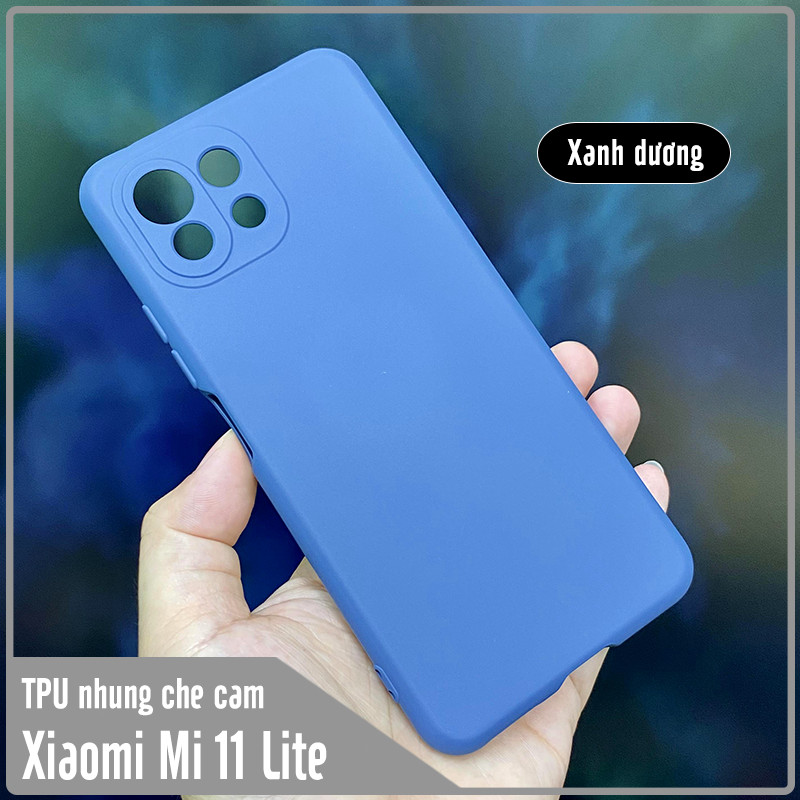 Ốp lưng cho Xiaomi Mi 11 Lite, nhựa TPU dẻo màu lót nhung che camera