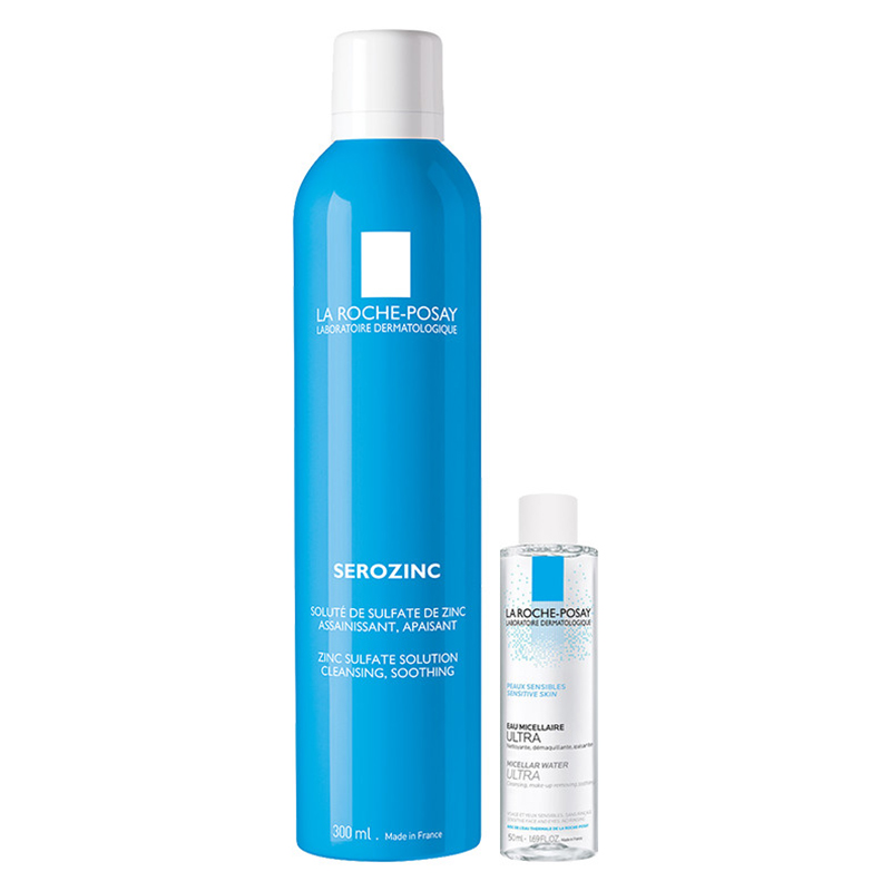 Combo Xịt Khoáng Dành Cho Da Dầu, Da Mụn La Roche Posay Serozinc (300ml) + Nước Tẩy Trang Và Làm Sạch Sâu 100891151 (50ml)