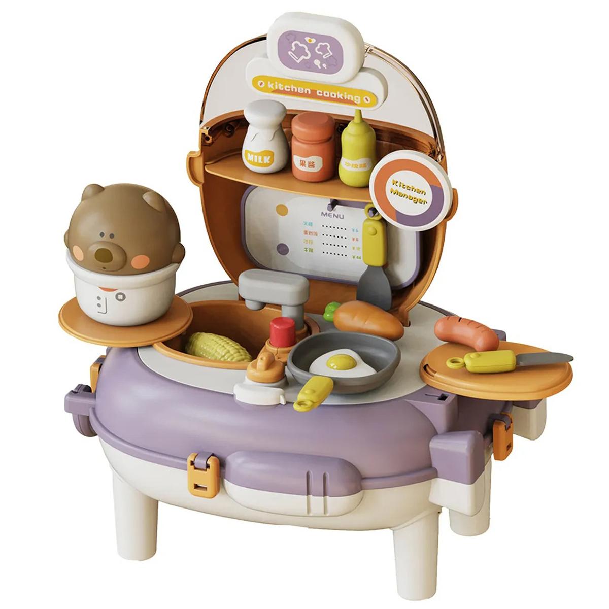 Đồ Chơi Ba Lô Nhà Bếp Gấu Xinh Xắn - Bear Magic Backpack Kitchen - Toys&amp;Joys HY-21 (26 Chi Tiết)
