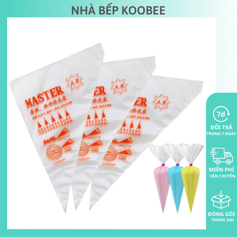 Set 100 túi bắt kem nilong nhiều kích thước KOOBEE - Túi bắt bông kem loại dày xịn sử dụng 1 lần