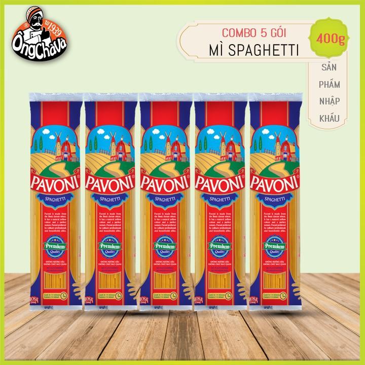 Combo 5 Gói Mì Ý Pavoni 400g 100% Lúa Mì Nguyên Chất (Pavoni Spaghetti)