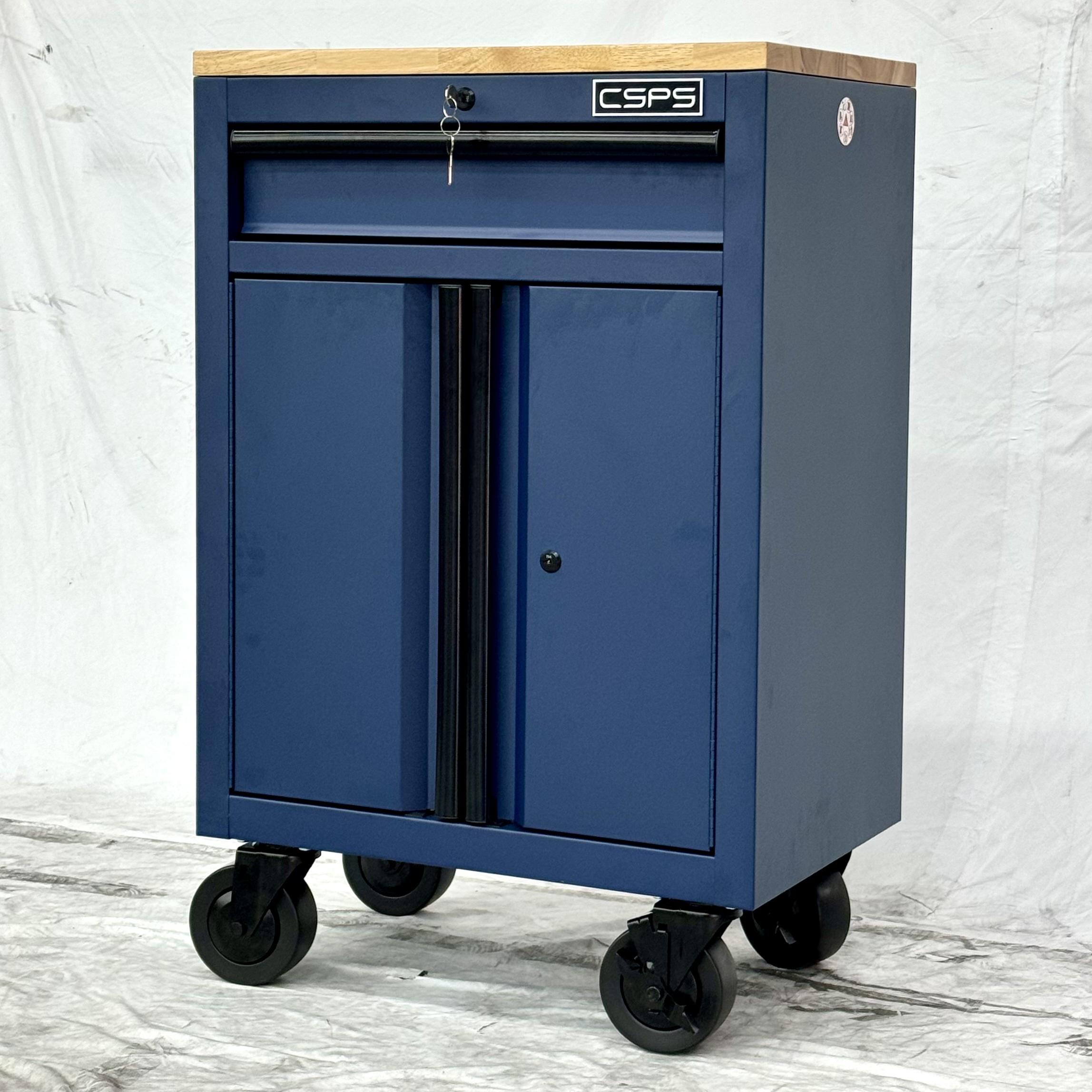 Tủ dụng cụ CSPS 61cm - 01 hộc kéo màu xanh dương kèm bánh xe, ván gỗ